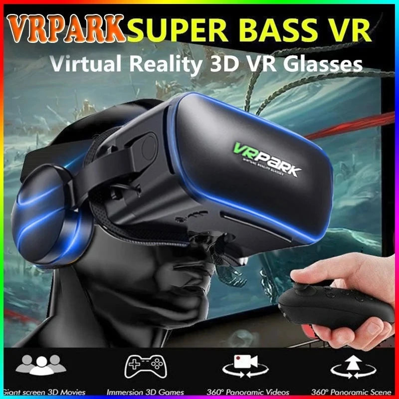 3D VR Glasses Goggles With Gamer Controller Headset Helmet Type VR Glasses For 4.5- 6.7 Smart Phone WiFi FPV Drone Children Toy