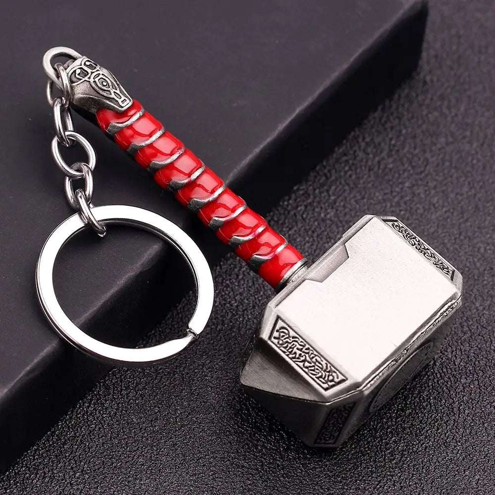 Marvel The Avengers Thor Hammer Metal Key Chain Keyring Men Women Key Holder Car Keychain Accessories Backpacks Gift