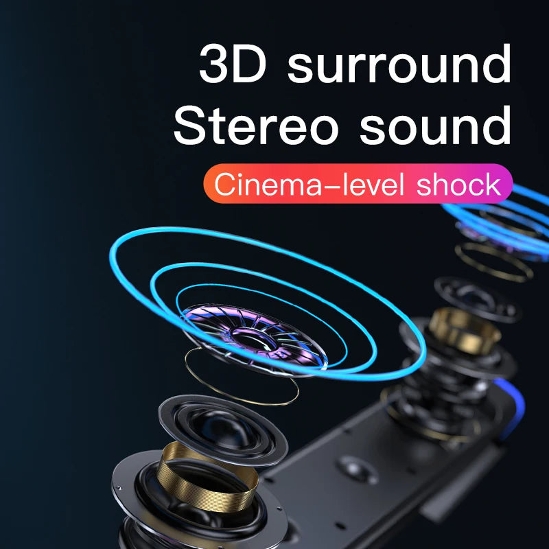 New Wireless Wired Computer TV Stereo Speakers 4D Surround Soundbar Subwoofer Sound Bar FM Radio LED For  Laptop PC Theater Aux