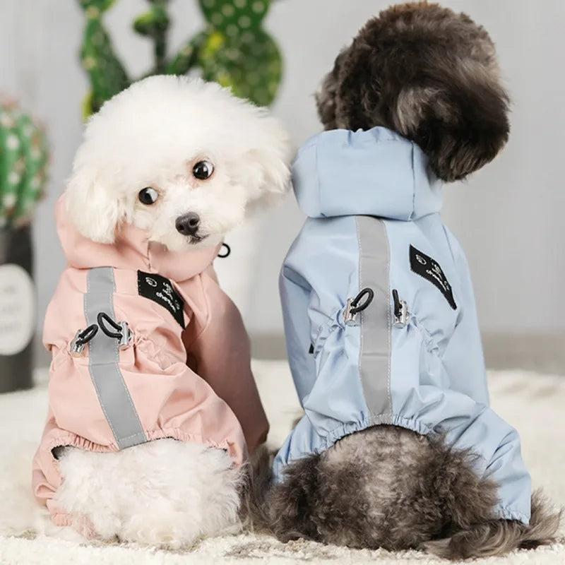 Pet Dog Raincoat Reflective Hooded Clothes Waterproof Jumpsiut Jacket Fashion Outdoor Breathable Clothes for Small Medium Dogs