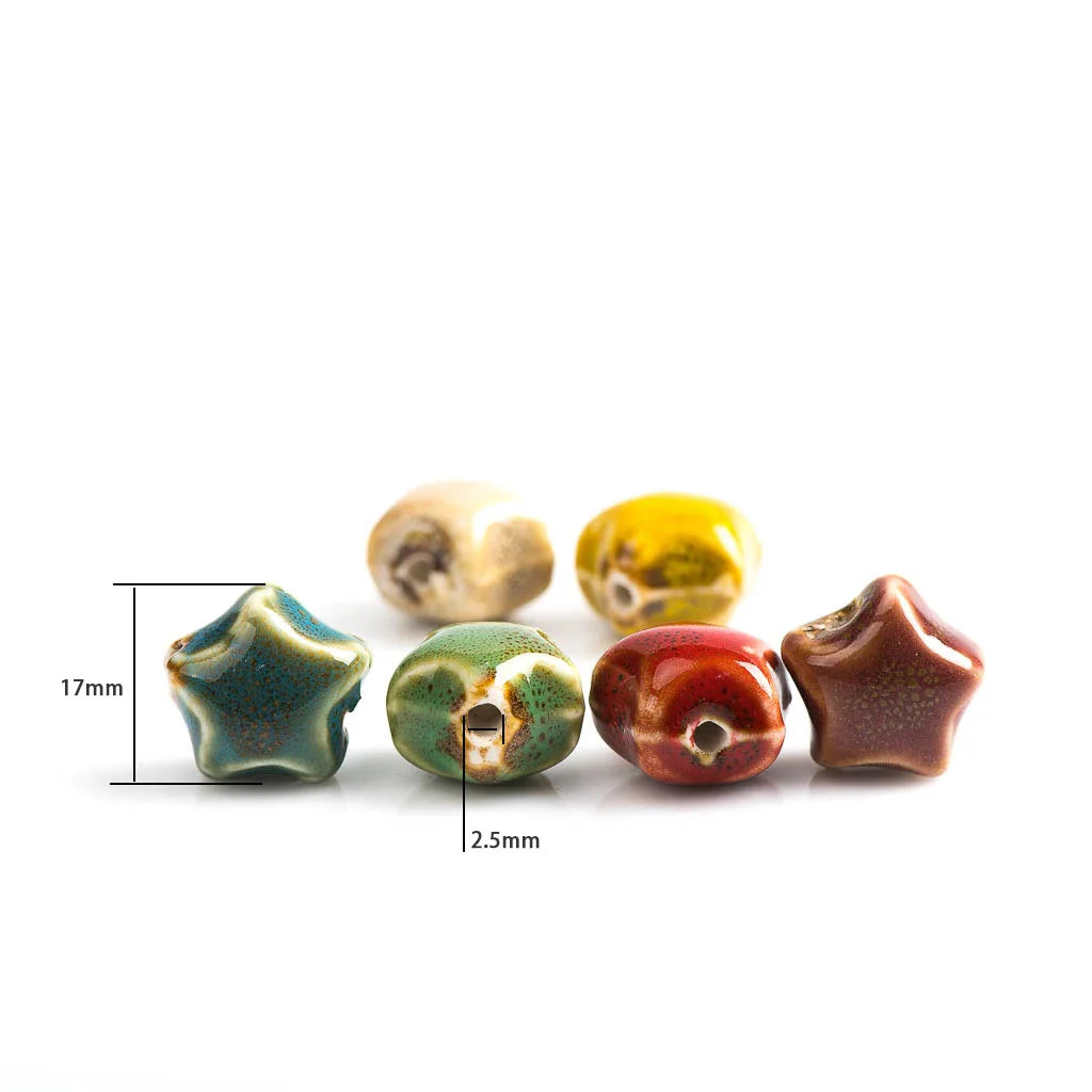 17# 10pcs Star Shape Ceramic Beads Colorful Porcelain Bead For Jewelry Making Part For Bracelet Necklace #XN045