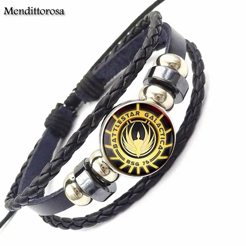 Battlestar Galactica Best Love Women Black Leather Bracelet Bangle Jewelry Fashion Handmade Statement For Women Gifts Boy