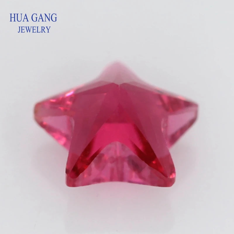 5# Rose Red Star Shape Princess Cut Loose Glass Beads Synthetic Gems For Jewelry Size 3x3~10x10mm Free Shipping