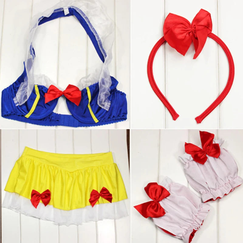 SNAILIFY Sexy Lingeries Snow White Cosplay Women Game Role Play Snowwhite Wig Halloween Costume Adult Carnival Party Fancy Dress