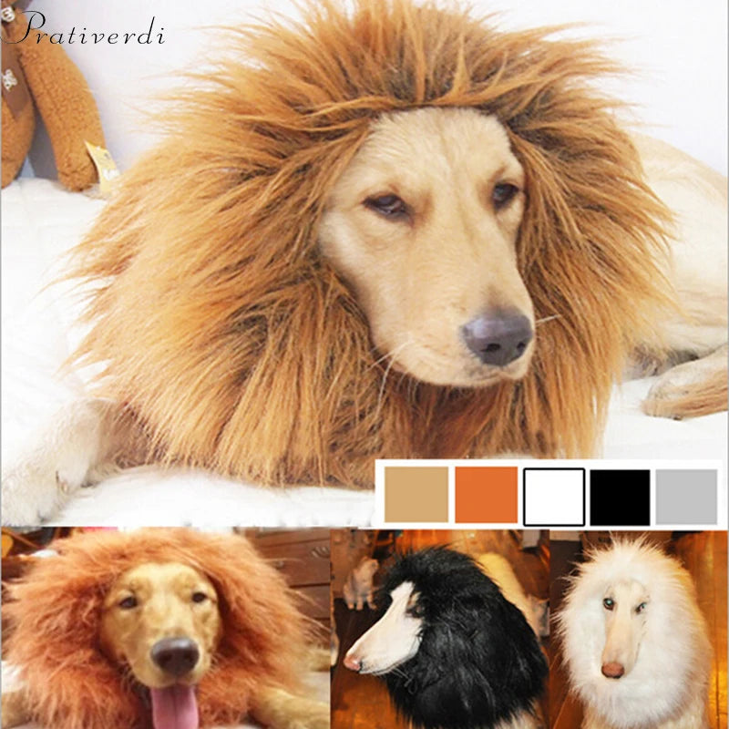 Pet Dog Lion Mane Wig Hair Decor Dog Wig Hair Costume For Large Medium Small Dog Halloween Gift Cosplay Funny Hat Pet Apparel