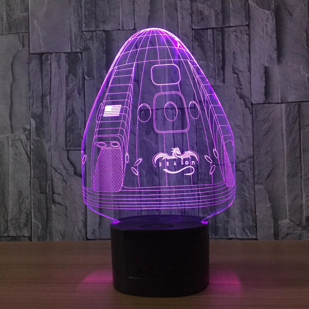 Alien space chamber 3d pattern night light Remote control LED Wireless speaker 7 color adjustable Room ornament Y25