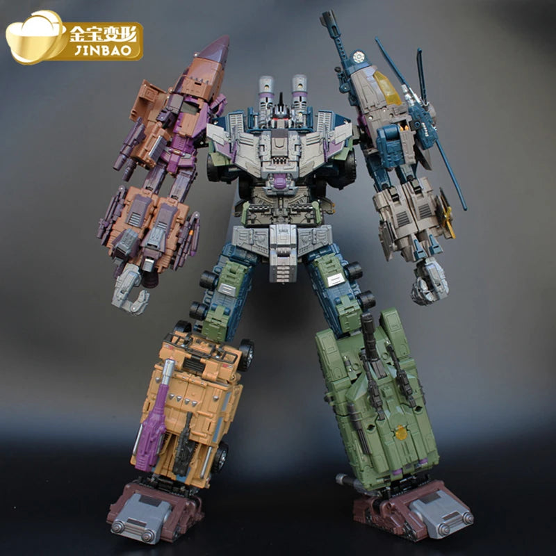 JinBao Bruticus Transformation Cool Anime  5 in 1 Action Figure Robot Car Military Tank Model Toys Gifts Onslaugh Oversize 43CM