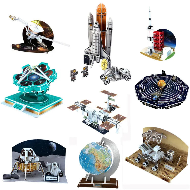 Classic 3D Jigsaw Puzzle Apollo Moon Rocket Solar System International Space Station Construction Brick Model Building Paper