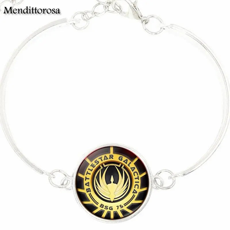 Battlestar Galactica For Men Women Party Gift Steam Punk Jewelry With Glass Cabochon Bracelet Bangle