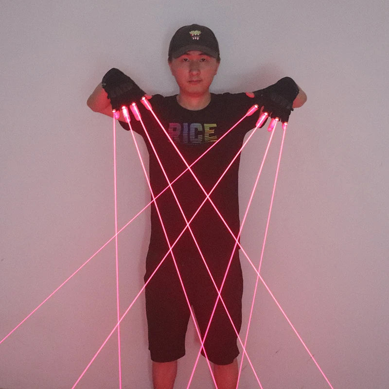 650nm Red Laser Gloves Stage LED Gloves Laser Light,Dress Up LED Robot Glowing Dress Bar Music Festival Cool Props