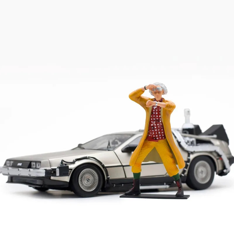 DeLorean 1:18 Scale DMC12 Time Machine Flight Edition Car Model Metal Diecast Toy Back to the future Vehicle Collection Display