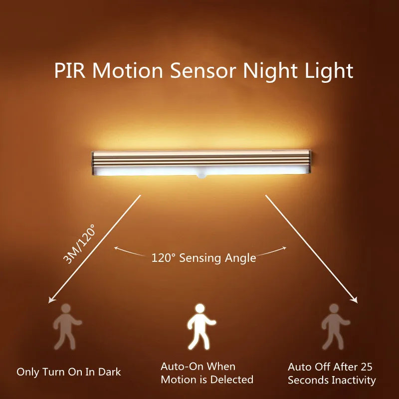 Smart Motion Sensor LED Night Light Bedroom Night Lamp Wireless Dimming USB Charging Night Lamps Cabinet Kitchen Lighting