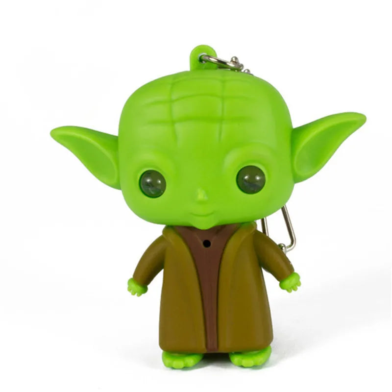 1PCS Movie Star Wars Keychains The Force Awakens LED Flash Light Yoda Keychain Anime Figures Creative Gifts