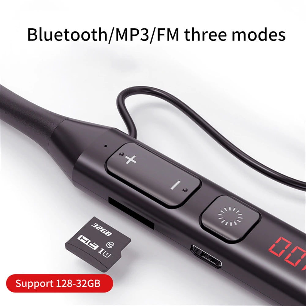 Bluetooth 5.0 Headphone Neckband True Wireless Earphones LED display Stereo Sports Magnetic Headphones With Mic FM radio Headset