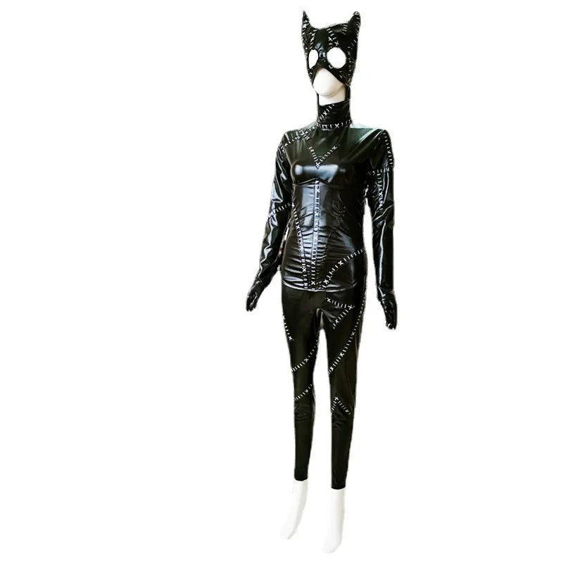 Movie Cosplay Costume Cat woman Suit PU Jumpsuit Bodysuit Party Halloween Outfits