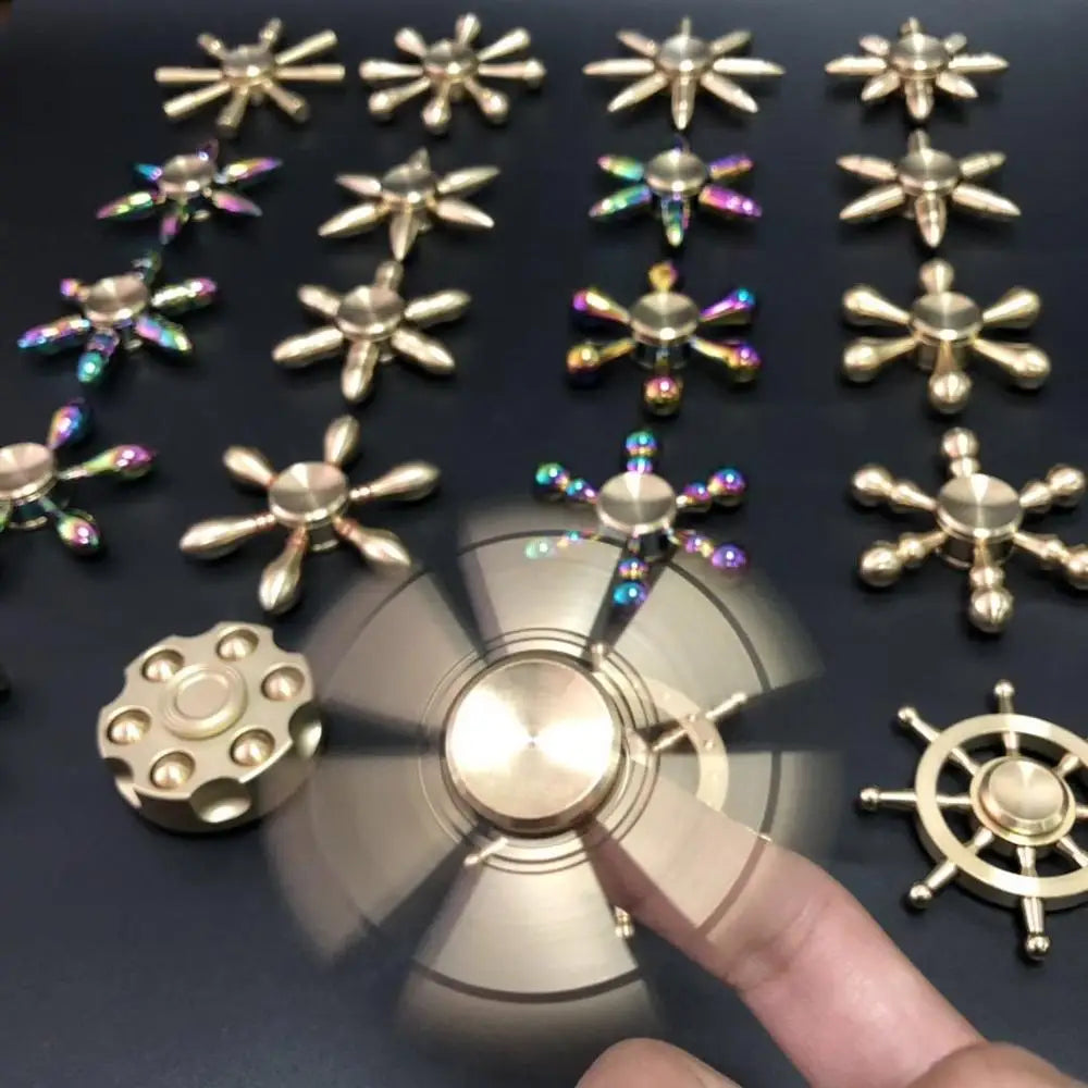 Copper Hand Fidget Spinner Brass Metal Edc Bearing Finger Toys Gyro For Kids Children Relief Stress Boys Christmas Gift