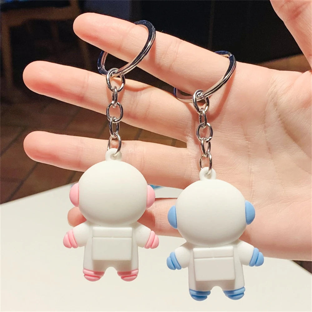 PVC Cartoon Astronaut Space Keychain Cute Spaceman Key Chains Backpack Car Key Rings Party Favor Pendant Accessory
