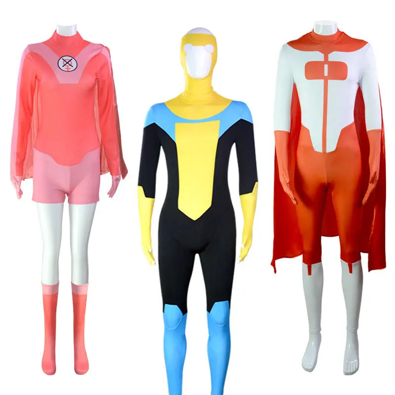 Anime Superhero Cosplay Invincible Mark Grayson Jumpsuit Cloak Costume Bodysuit Halloween Party Carnival Zaiti Suit