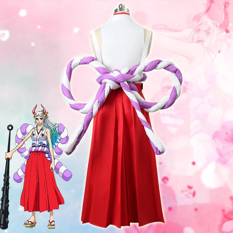 Anime One Piece Cosplay Costume Yamato COS Kimono Uniform Wig Skirt  Women Carnival Party Performance Christmas Samurai Dresses