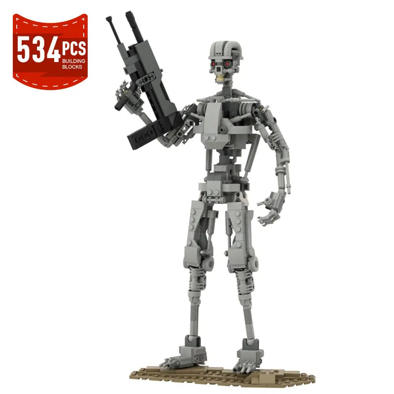 Moc Terminatored Robot T-800 Skeleton Brickhead Model Building Block Movies Action Figures Mechanical Assemble Bricks Toys Gifts