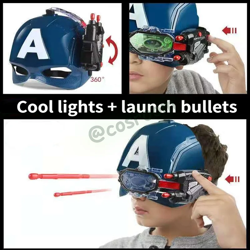 Captain America Shield Launcher Toy Soft Bullets Gun Captain America Mask for Kids Superhero Cosplay Props Children Gifts