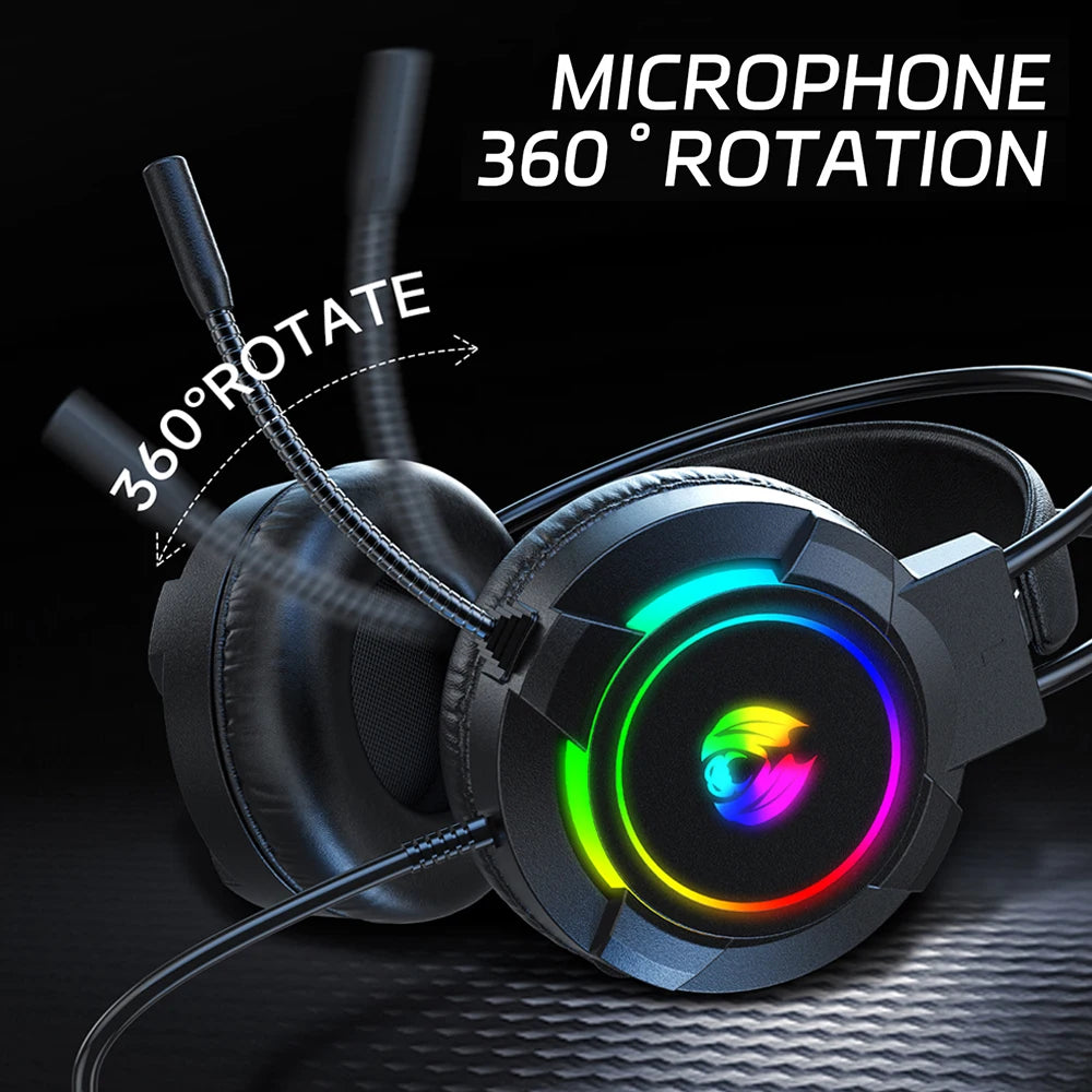 Gaming Headset 7.1 Stereo Surround Bass Earphone Headphone with Mic LED Light for Computer PC Gamer Noise Cancellation Headset