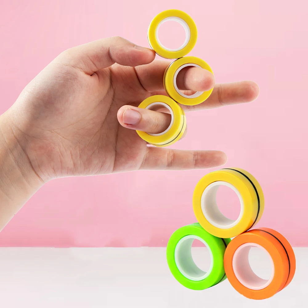 3pcs Magnetic Rings Unzip AntiStress Fidget Ring Spinner Magnetic Spinner Fidget Ring Magic Rings Tool Bracelet For Children