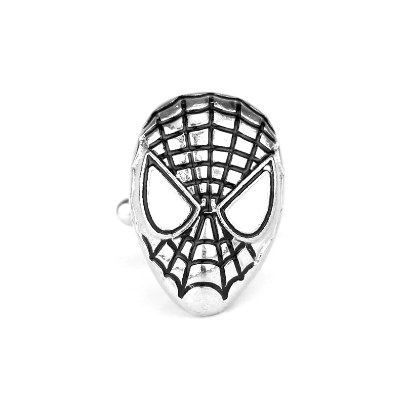Marvel Spiderman Silver Color Mask Cufflink Cosplay Spiderman Fashion Cufflinks The Avengers Creative Jewelry Accessories