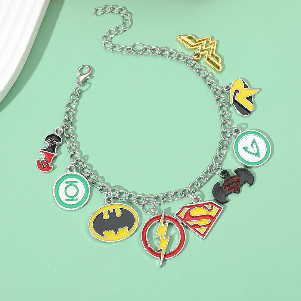DC Comic Superman Flash Batman Bracelet Charm Bangle for Women Men Jewelry
