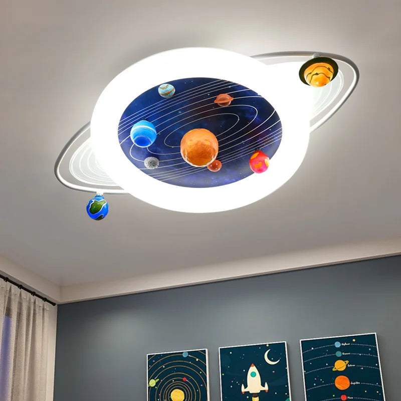 Full Spectrum Space Planet Ceiling Lamp Eye Protection Creative Simple Led Lighting for Children's Room Boy's Bedroom Home Decor