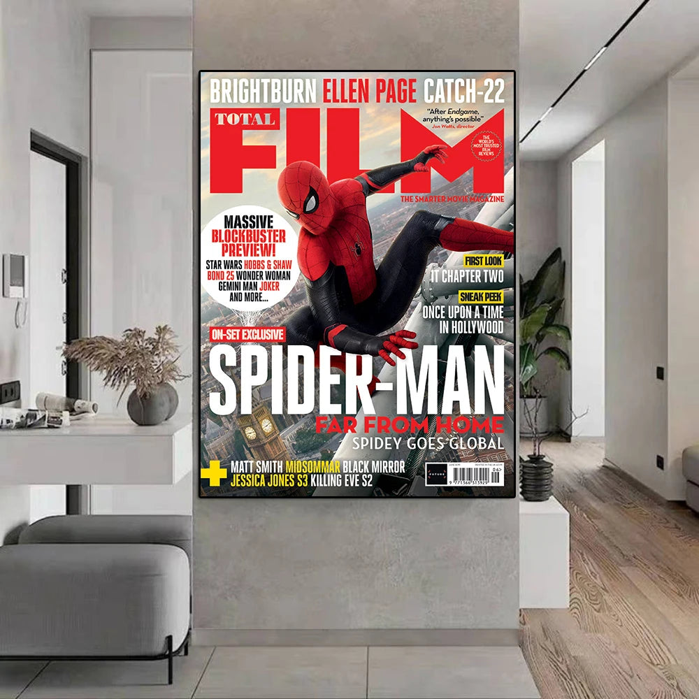 Disney Superhero Spiderman Far From Home Movie Poster And Print Avengers Magazine Graffiti Canvas Painting Wall Art Room Decor