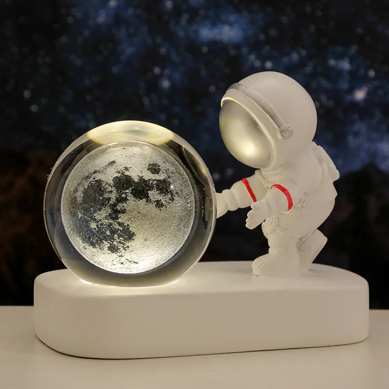 Creative 3D Astronaut Crystal Ball Led Night Light for Children Bedroom Planet Space Solar System Lamp USB Christmas Kid Gift