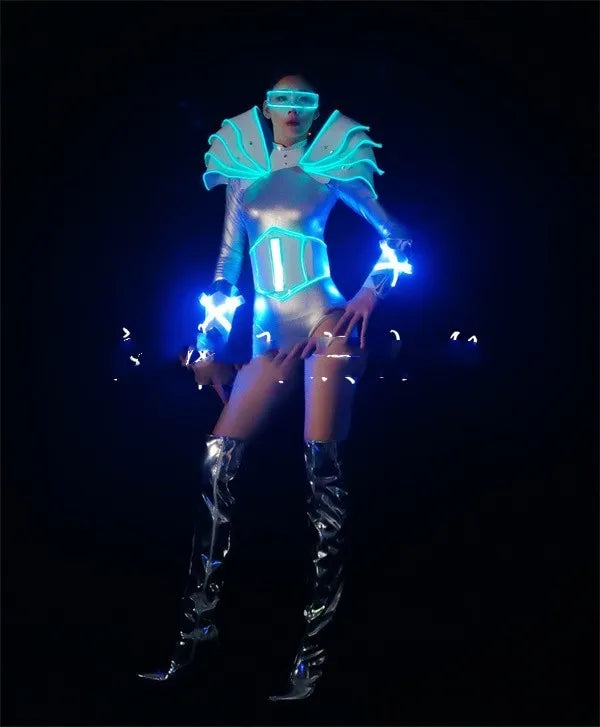 Performance clothing silver LED cold light female gogods future warrior technology armor suit