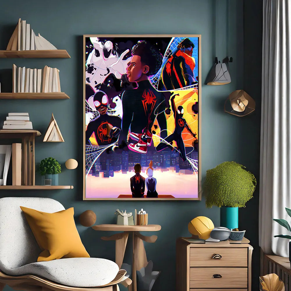 Spider-Man: Avengers Miles Morales Spiderverse Posters And Print Movie Picture Film Canvas Painting Wall Art for Room Home Decor