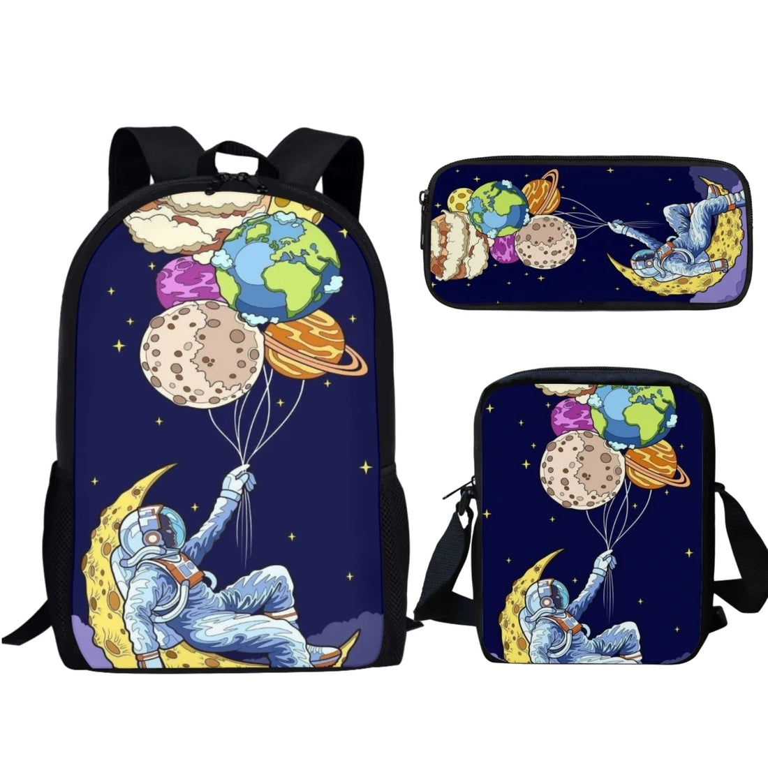 Cosmic Astronaut Cartoon Pattern 3pcs/set Bags Student Book Bags Boys Girls Practical Fashion Casual Backpack Children's Gifts