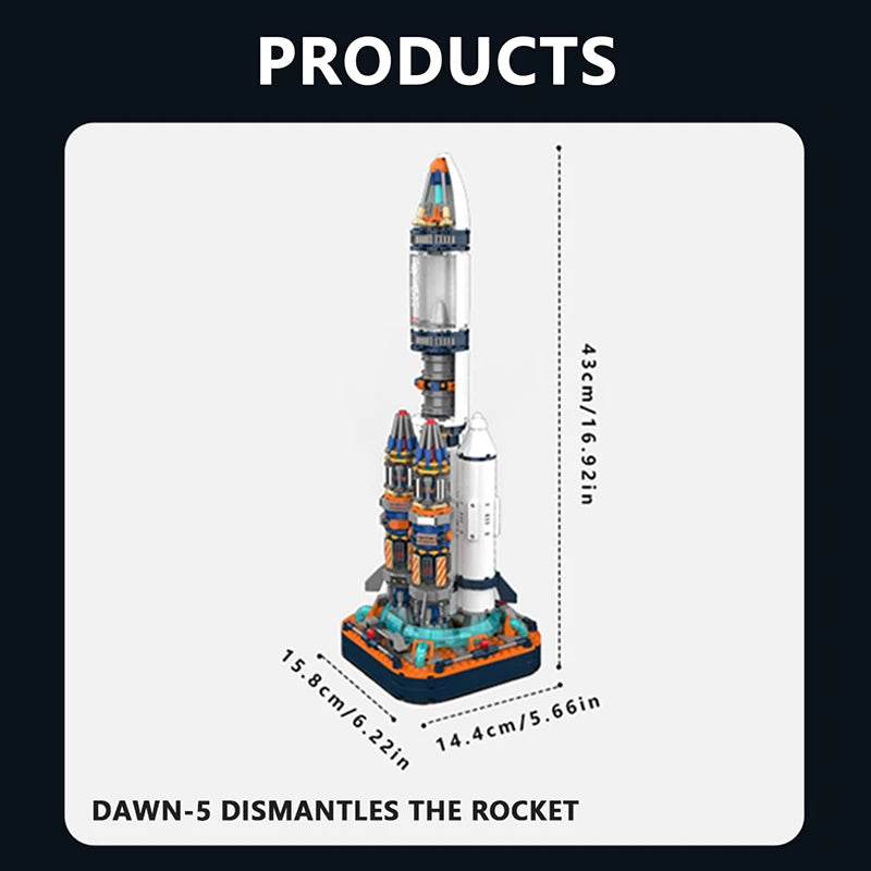 JK8501 800+Pcs-Bricks Exploration Space Series Collection Version Dawn 5 Rocket Model Building Blocks/Birthday Gift For Boys