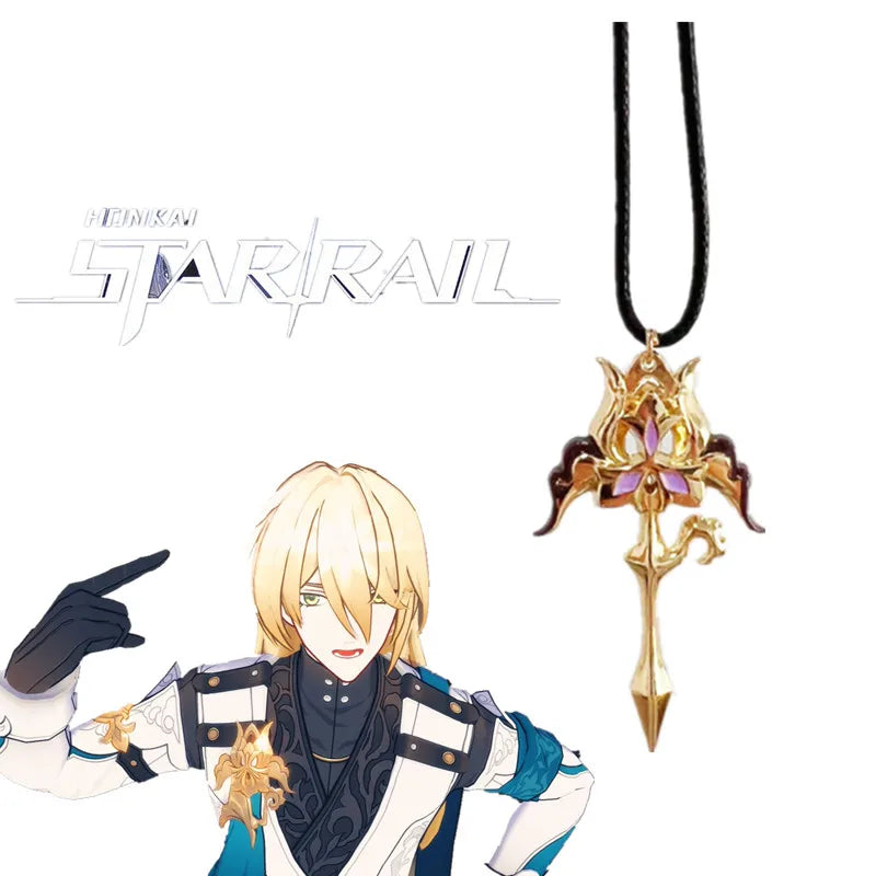 Game Honkai: Star Rail Luocha Crosses Necklace Cosplay Choker Alloy Pendant Bracelets Choker Jewelry Props Accessories Gift
