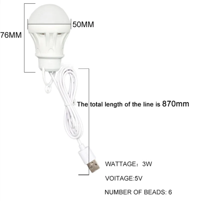 USB Bulb Light Portable Camping Lamp Mini LED Lantern Power Bank Charging 3/5W Book Reading Night Light 5V Birght Flashlight