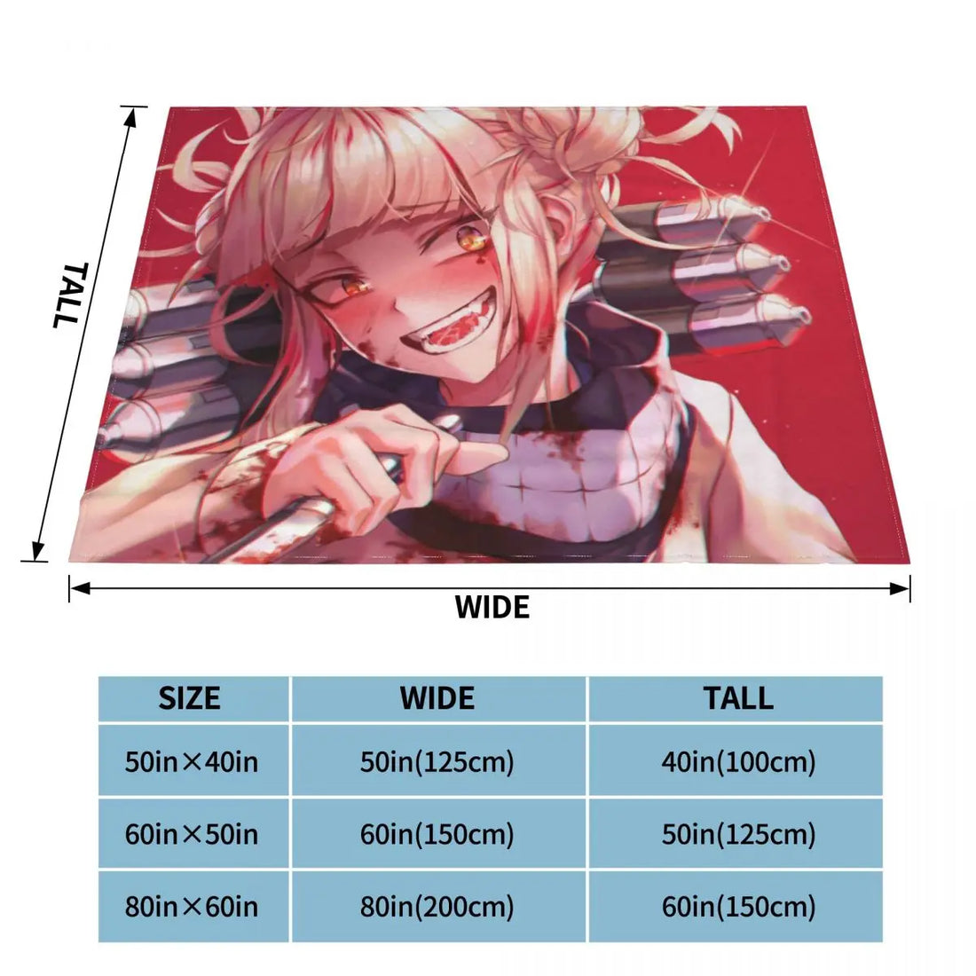 My Hero Academia Himiko Toga Blankets Fleece Spring Autumn Breathable Super Soft Throw Blankets for Bed Bedroom Plush Thin Quilt
