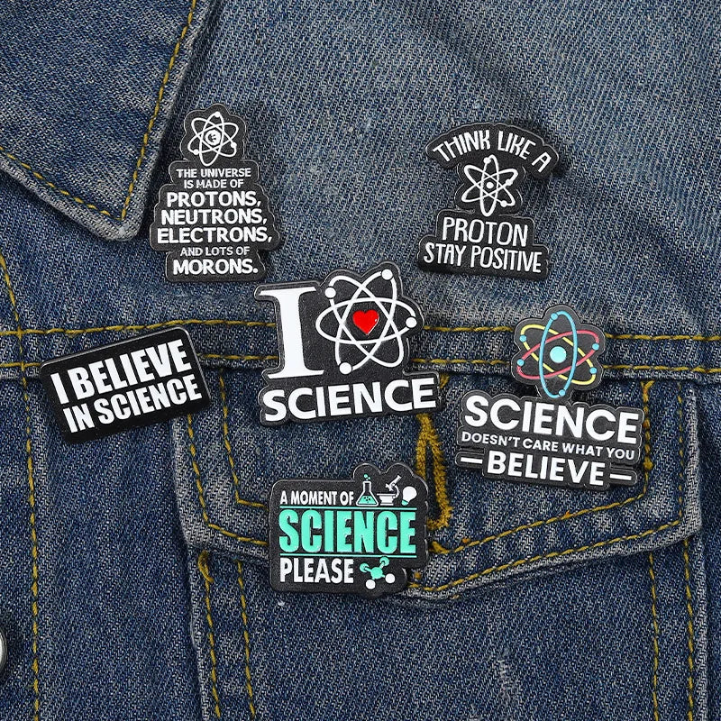 Funy Quotes Enamel Pins Laboratory Equipment I Believe In Science Brooches Lapel Badges Jewelry Gift For Chemistry Student
