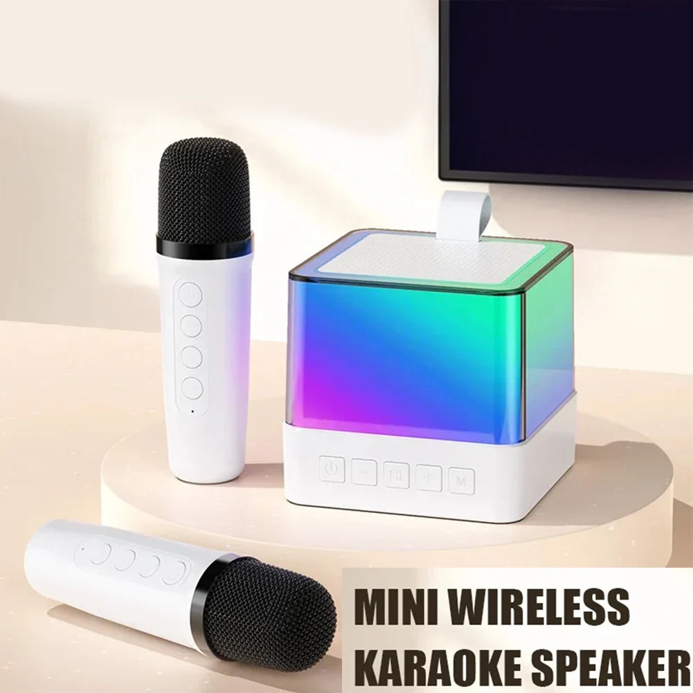 Karaoke Machine Portable Bluetooth 5.3 PA Speaker System With 2 Wireless Microphones Home Family Singing Children's Gifts