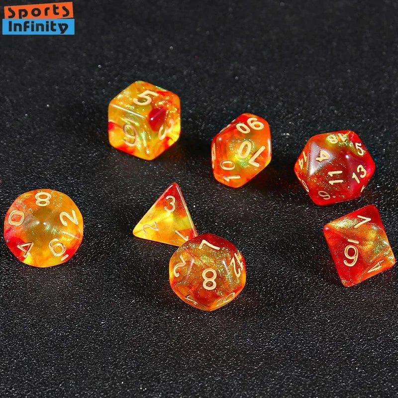 7pcs of Starry Sky Multi Sided Dice Set Digital Dice Running Group Board Game Accessories D4/6/8/10/12/20 DND Dice Colored Dice