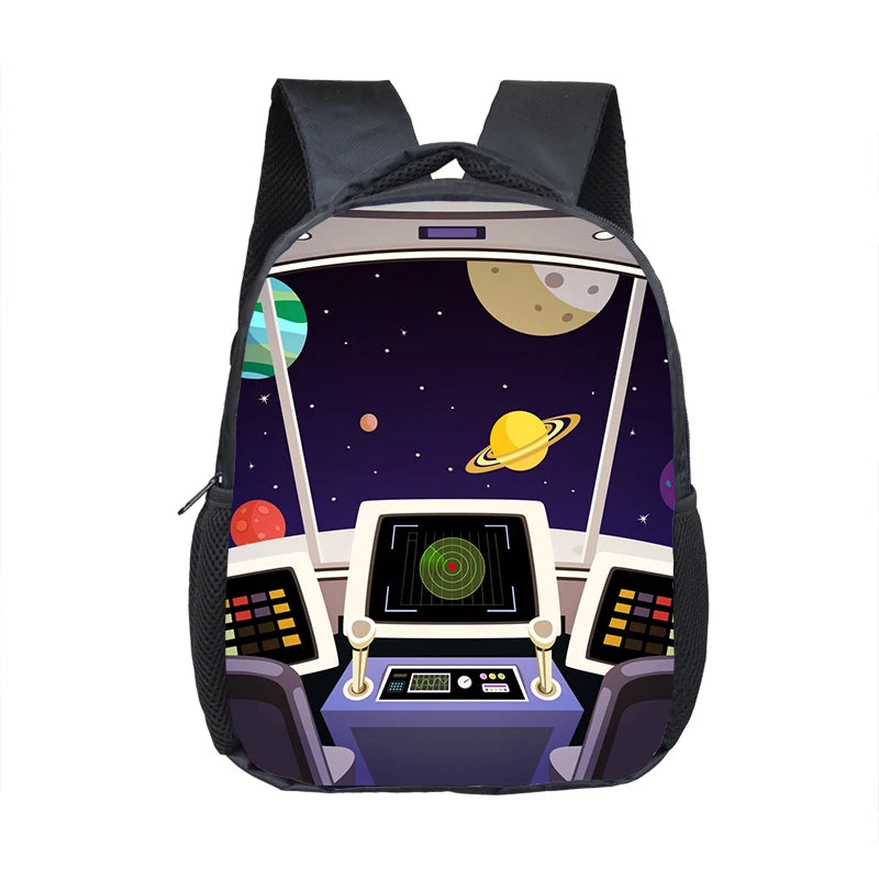 12 Inch Aliens Spaceship Pilot Backpack for 2-4 Years Old Space Astronaut Kids Bookbag Boy Girl Mini Toddler School Bags Gift