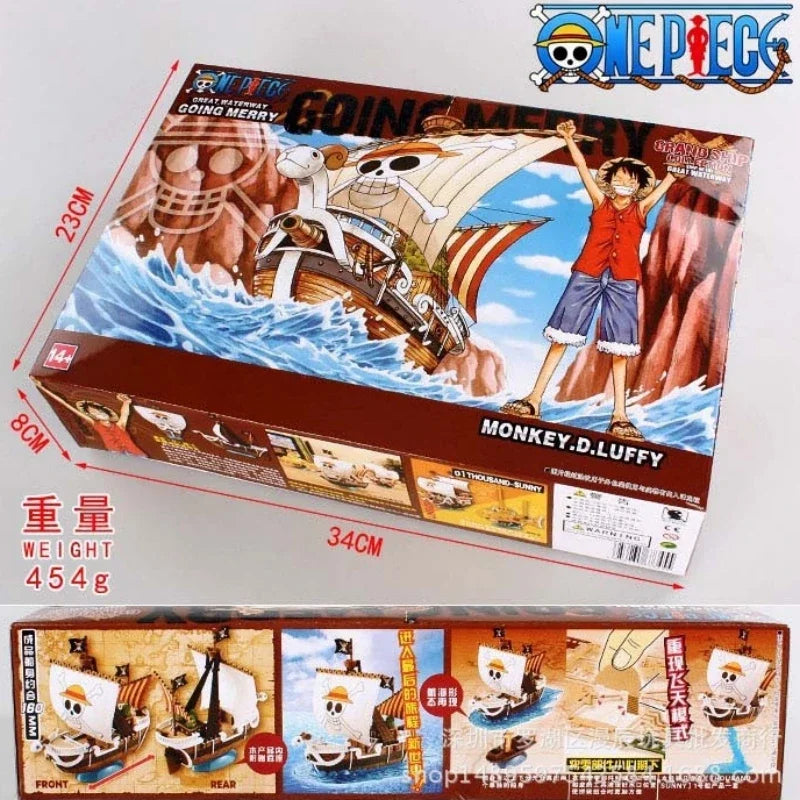 Hot Anime One Piece Marine Pirate Boat Thousand Sunny Figurines Statue Pvc Action Figure Collection Model Assembled Ship Toy