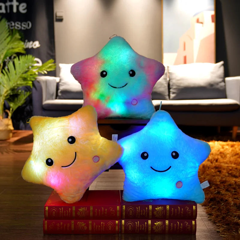 20/40cm Cute Luminous Star Pillow Cartoon Led Light Glowing Colorful Stars Throw Pillow Cushion Anime Soft Kids Toys for Girls