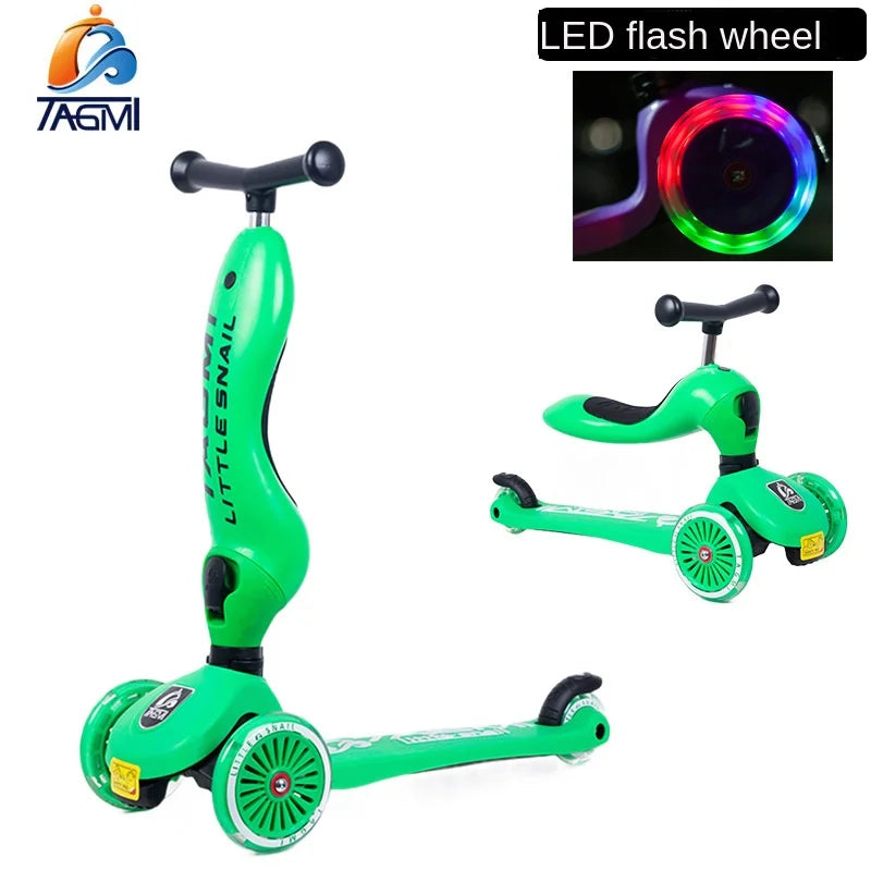 Kids Scooter Car for 2-7 years old skater Surf Scooter Flash Wheel Folding 2 in 1 Baby Sliding Toys Walker Outdoor Game