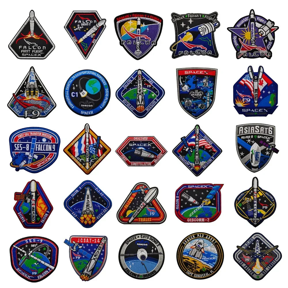 NASA Space Morale Badge CRS Space Station Rocket Space Satellite Embroidered Hook and Loop Patch X CRS Tactical Backpack Patches