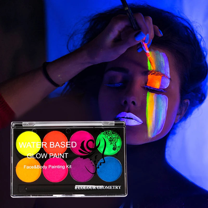 YOMDID 8 Colors Face Body Art Paint UV Glow Fluorescent Glowing Christmas Halloween Party Fancy Dress Beauty Makeup Tool