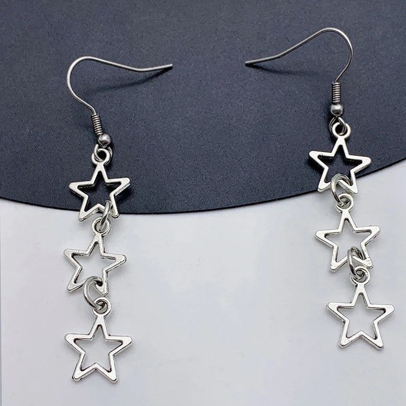 1Pair Y2k Star Earrings Star Goddess Necklace Stars Gifts Modern Stars Charm Earrings Drop Earrings