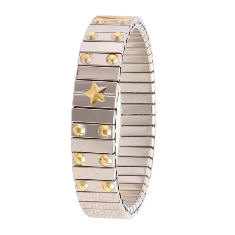 Thick Elastic Stainless Steel Bracelet Bangle For Women Wrist Jewelry Waterproof